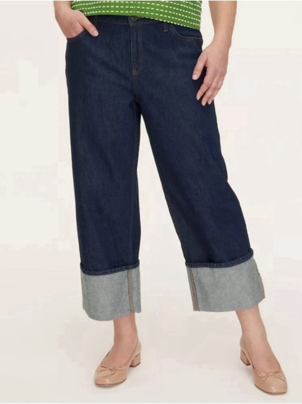 Kate Spade x Target Women’s Dark Blue Cuffed Wide-Leg Jeans